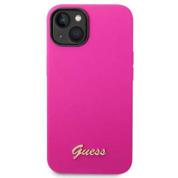 Guess GUHCP14SSLSMF iPhone 14 6.1" fukszia keménytok Szilikon Vintage arany logó