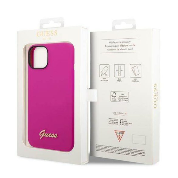 Guess GUHCP14SSLSMF iPhone 14 6.1" fukszia keménytok Szilikon Vintage arany logó