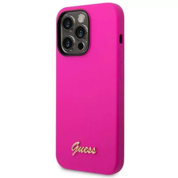 Guess GUHCP14XSLSMF iPhone 14 Pro Max 6,7" fukszia szilikon vintage arany logós keménytok