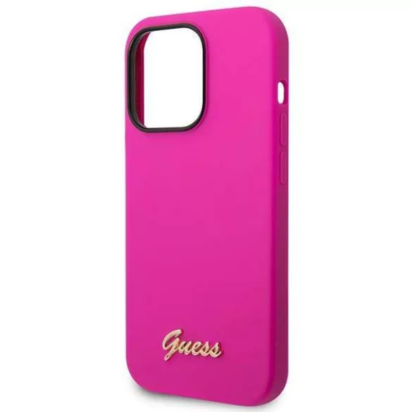 Guess GUHCP14XSLSMF iPhone 14 Pro Max 6,7" fukszia szilikon vintage arany logós keménytok