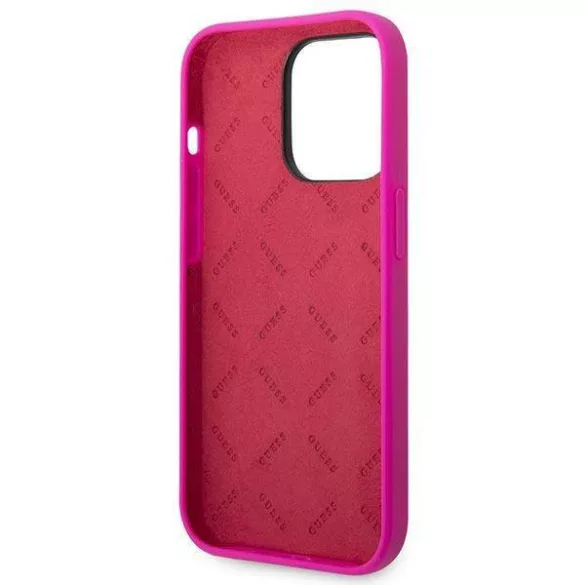 Guess GUHCP14XSLSMF iPhone 14 Pro Max 6,7" fukszia szilikon vintage arany logós keménytok