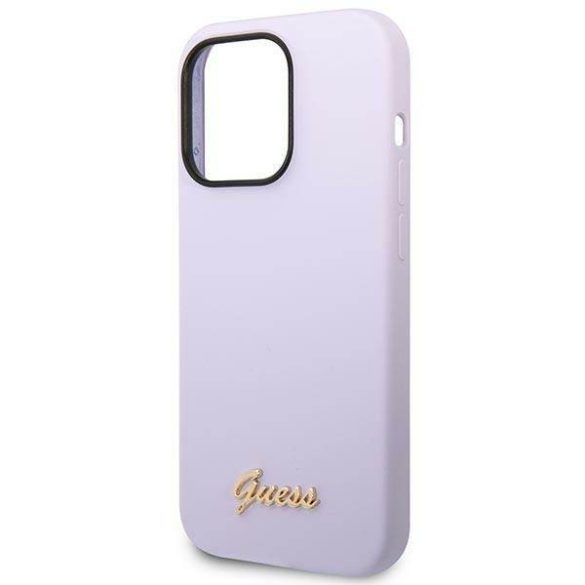 Guess GUHCP14LSLSMU iPhone 14 Pro 6,1" lila szilikon vintage arany logós keménytok