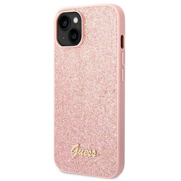 Guess GUHCP14MHGGSHP iPhone 14 Plus / 15 Plus 6.7" rózsaszín keménytok Glitter Script
