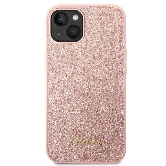 Guess GUHCP14MHGGSHP iPhone 14 Plus / 15 Plus 6.7" rózsaszín keménytok Glitter Script