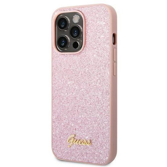 Guess GUHCP14XHGGSHP iPhone 14 Pro Max 6,7" rózsaszín Glitter Script keménytok