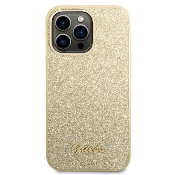 Guess GUHCP14LHGGSHD iPhone 14 Pro 6,1" arany Glitter Script keménytok