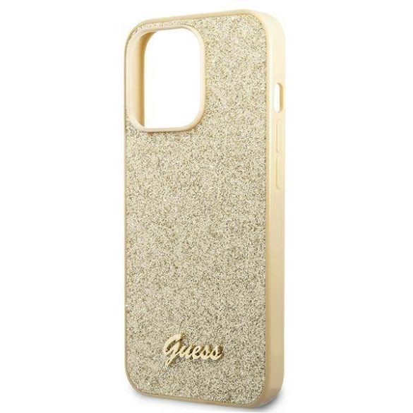 Guess GUHCP14LHGGSHD iPhone 14 Pro 6,1" arany Glitter Script keménytok