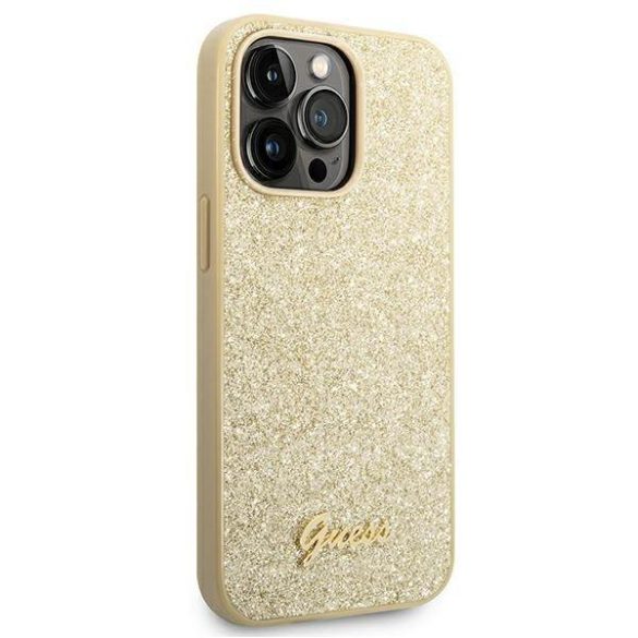 Guess GUHCP14XHGGSHD iPhone 14 Pro Max 6,7" arany Glitter Script keménytok