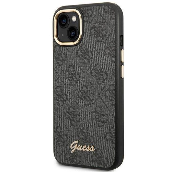 Guess GUHCP14SHG4SHK iPhone 14 / 15 / 13 6.1" fekete keménytok 4G Vintage arany logóval