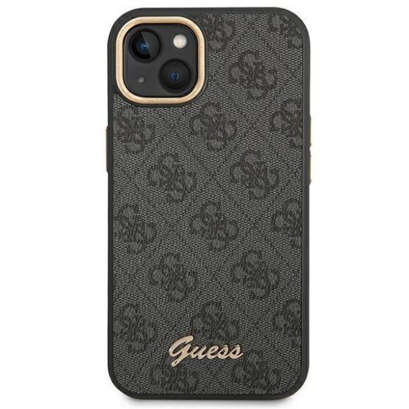 Guess GUHCP14SHG4SHK iPhone 14 / 15 / 13 6.1" fekete keménytok 4G Vintage arany logóval