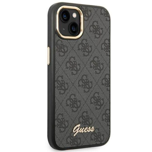 Guess GUHCP14SHG4SHK iPhone 14 / 15 / 13 6.1" fekete keménytok 4G Vintage arany logóval