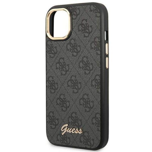 Guess GUHCP14SHG4SHK iPhone 14 / 15 / 13 6.1" fekete keménytok 4G Vintage arany logóval