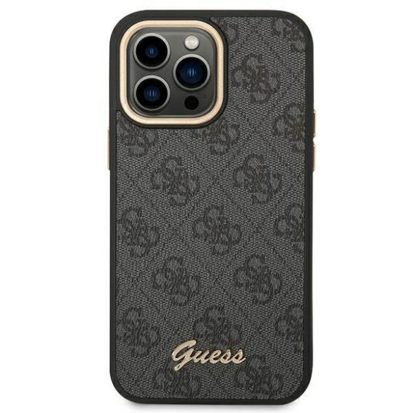 Guess GUHCP14LHG4SHK iPhone 14 Pro 6,1" fekete 4G Vintage arany logós keménytok