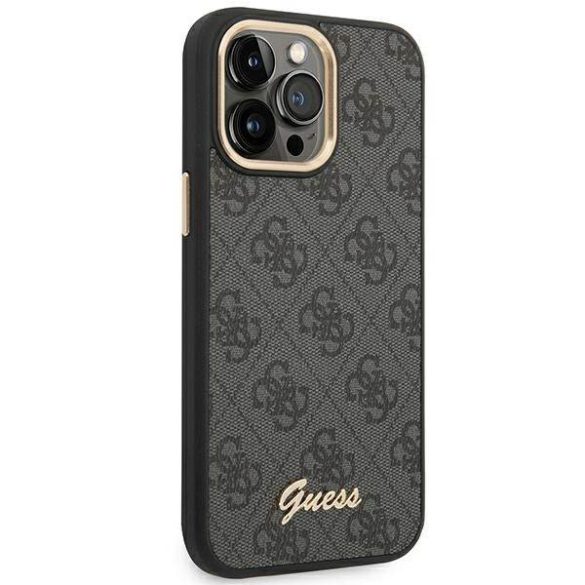 Guess GUHCP14LHG4SHK iPhone 14 Pro 6,1" fekete 4G Vintage arany logós keménytok