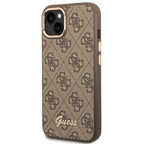 Guess GUHCP14SHG4SHW iPhone 14 / 15 / 13 6.1" barna keménytok 4G Vintage arany logó