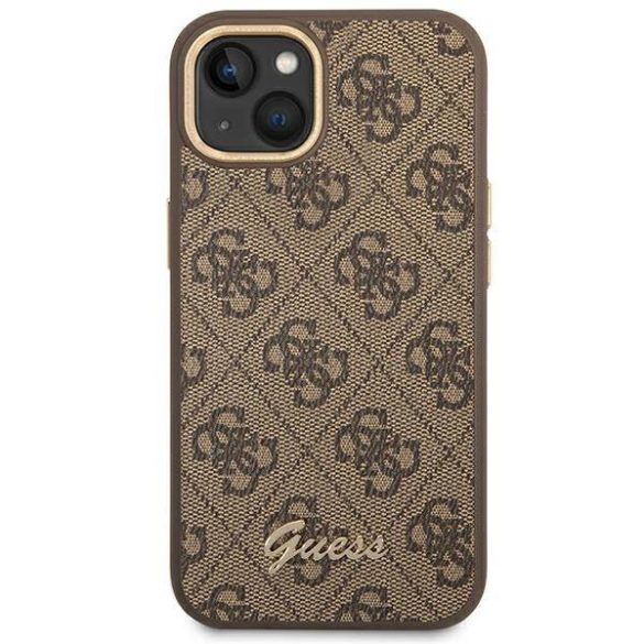 Guess GUHCP14SHG4SHW iPhone 14 / 15 / 13 6.1" barna keménytok 4G Vintage arany logó