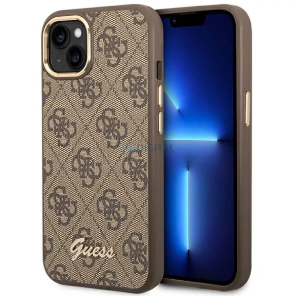 Guess GUHCP14MHG4SHW iPhone 14 Plus 6.7" barna keménytok 4G Vintage arany logó