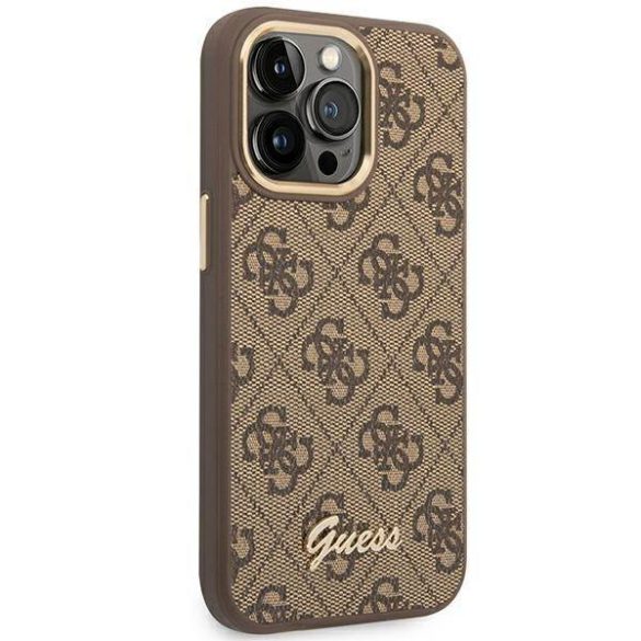 Guess GUHCP14LHG4SHW iPhone 14 Pro 6,1" barna 4G Vintage arany logós keménytok