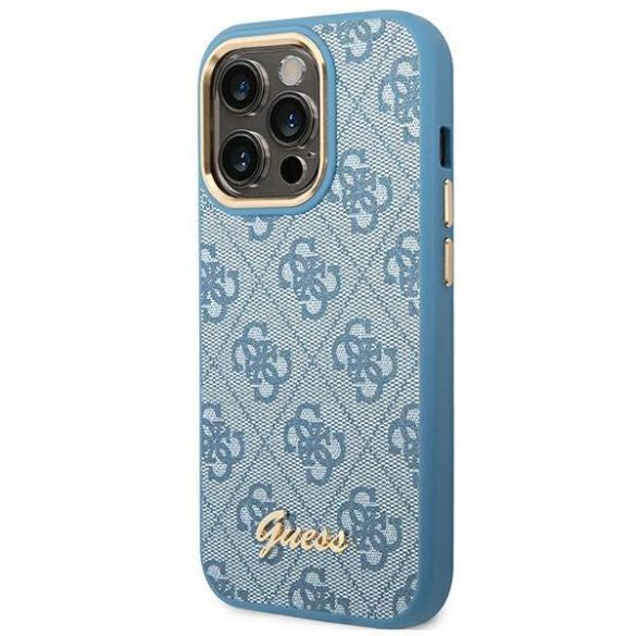 Guess GUHCP14LHG4SHB iPhone 14 Pro 6,1" kék 4G Vintage arany logós keménytok