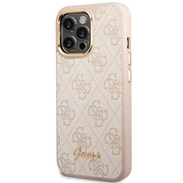 Guess GUHCP14LHG4SHP iPhone 14 Pro 6,1" rózsaszín 4G Vintage arany logós keménytok