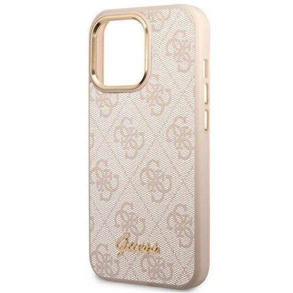 Guess GUHCP14LHG4SHP iPhone 14 Pro 6,1" rózsaszín 4G Vintage arany logós keménytok