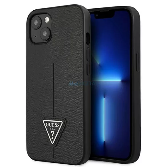 Guess GUHCP14MPSATLK iPhone 14 Plus 6.7" fekete keménytok SaffianoTriangle Logó