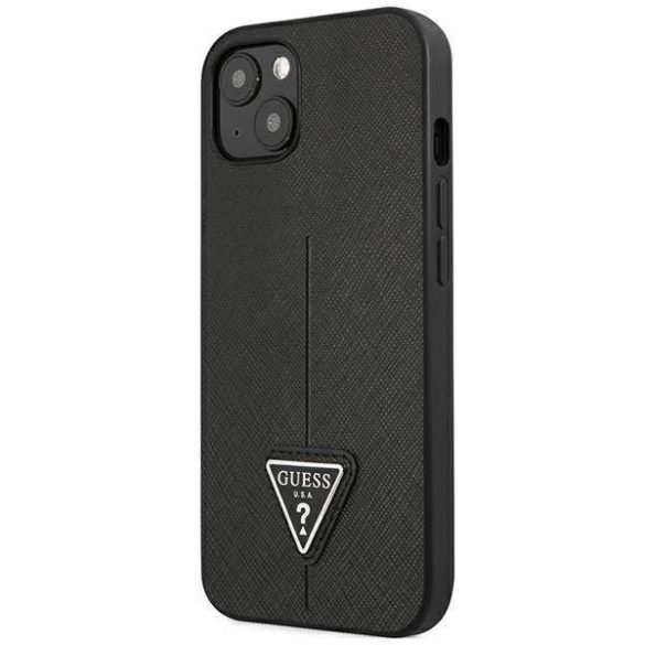 Guess GUHCP14MPSATLK iPhone 14 Plus / 15 Plus 6.7" fekete keménytok SaffianoTriangle Logó