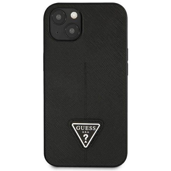 Guess GUHCP14MPSATLK iPhone 14 Plus / 15 Plus 6.7" fekete keménytok SaffianoTriangle Logó