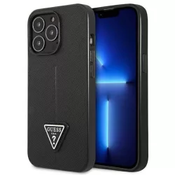   Guess GUHCP14XPSATLK iPhone 14 Pro Max 6,7" fekete Saffiano háromszög logós keménytok