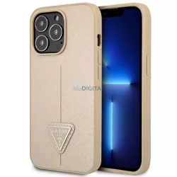   Guess GUHCP14XPSATLE iPhone 14 Pro Max 6,7" bézs Saffiano háromszög logós keménytok