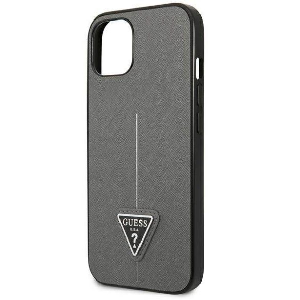 Guess GUHCP14MPSATLG iPhone 14 Plus / 15 Plus 6.7" ezüst keménytok SaffianoTriangle Logó