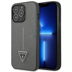   Guess GUHCP14XPSATLG iPhone 14 Pro Max 6,7" ezüst Saffiano háromszög logós keménytok