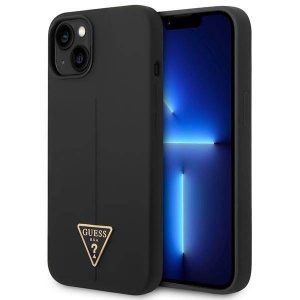Guess GUHCP14SSLTGK iPhone 14 6.1" fekete keménytok Szilikon háromszög