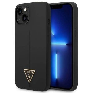 Guess GUHCP14MSLTGK iPhone 14 Plus / 15 Plus 6.7" fekete keménytok szilikon háromszög