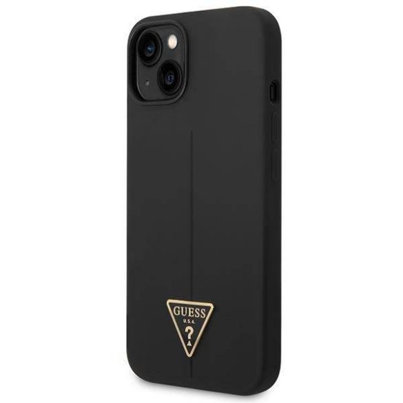 Guess GUHCP14MSLTGK iPhone 14 Plus / 15 Plus 6.7" fekete keménytok szilikon háromszög