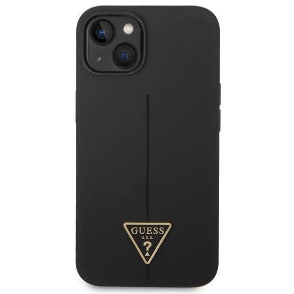 Guess GUHCP14MSLTGK iPhone 14 Plus / 15 Plus 6.7" fekete keménytok szilikon háromszög