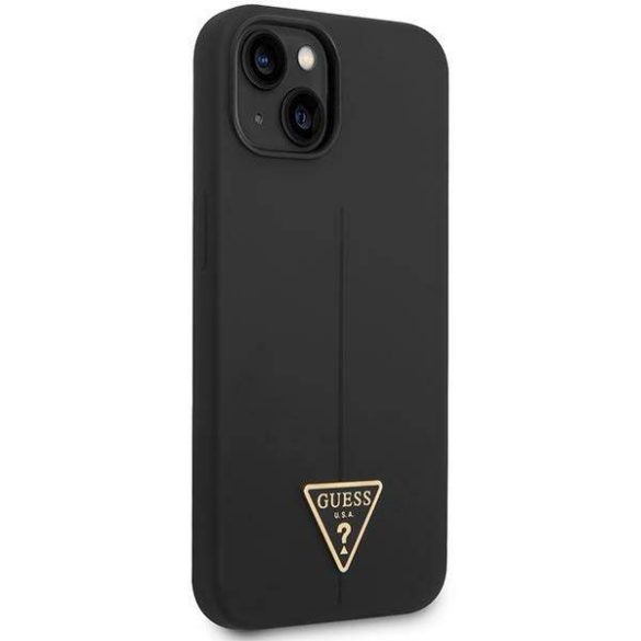 Guess GUHCP14MSLTGK iPhone 14 Plus / 15 Plus 6.7" fekete keménytok szilikon háromszög