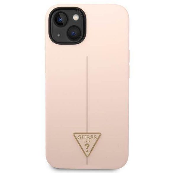 Guess GUHCP14SSLTGP iPhone 14 / 15 / 13 6.1" rózsaszín keménytok szilikon háromszög