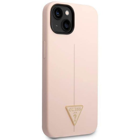 Guess GUHCP14SSLTGP iPhone 14 / 15 / 13 6.1" rózsaszín keménytok szilikon háromszög