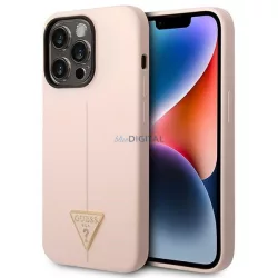   Guess GUHCP14XSLTGP iPhone 14 Pro Max 6,7" rózsaszín szilikon keménytok háromszög logóval