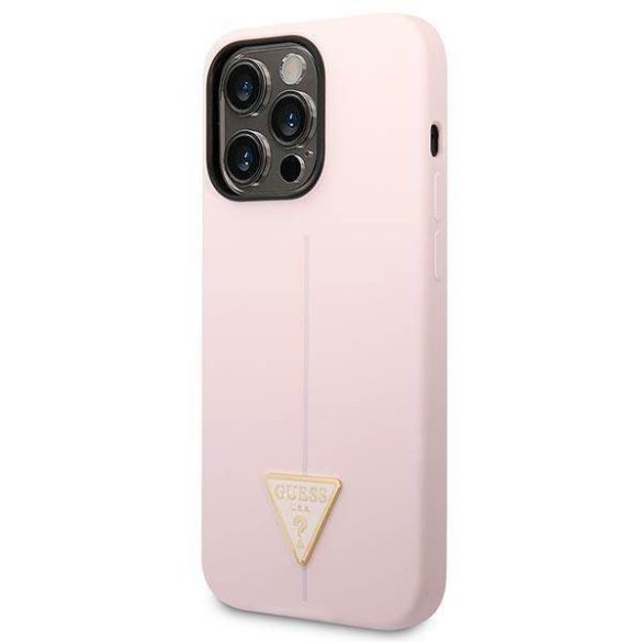 Guess GUHCP14LSLTGU iPhone 14 Pro 6,1" lila szilikon keménytok háromszög logóval