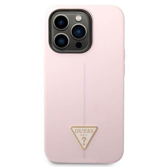 Guess GUHCP14LSLTGU iPhone 14 Pro 6,1" lila szilikon keménytok háromszög logóval