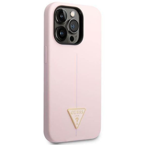 Guess GUHCP14LSLTGU iPhone 14 Pro 6,1" lila szilikon keménytok háromszög logóval