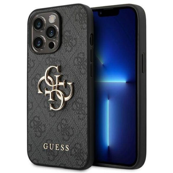 Guess GUHCP14L4GMGGR iPhone 14 Pro 6,1" szürke 4G nagy fém logós keménytok