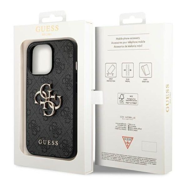 Guess GUHCP14L4GMGGR iPhone 14 Pro 6,1" szürke 4G nagy fém logós keménytok