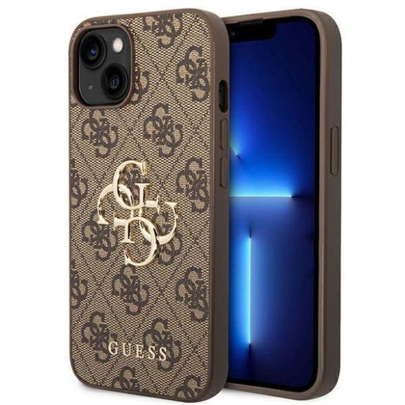 Guess GUHCP14M4GMGBR iPhone 14 Plus / 15 Plus 6.7" barna keménytok 4G nagy fém logóval