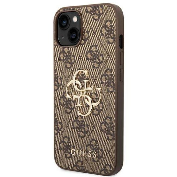 Guess GUHCP14M4GMGBR iPhone 14 Plus / 15 Plus 6.7" barna keménytok 4G nagy fém logóval