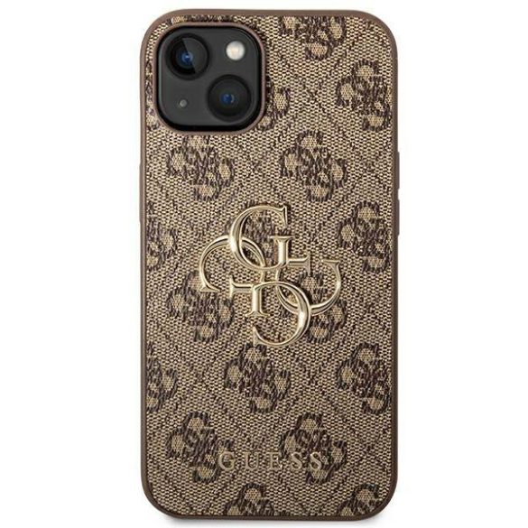 Guess GUHCP14M4GMGBR iPhone 14 Plus / 15 Plus 6.7" barna keménytok 4G nagy fém logóval