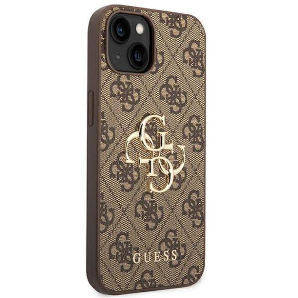 Guess GUHCP14M4GMGBR iPhone 14 Plus / 15 Plus 6.7" barna keménytok 4G nagy fém logóval