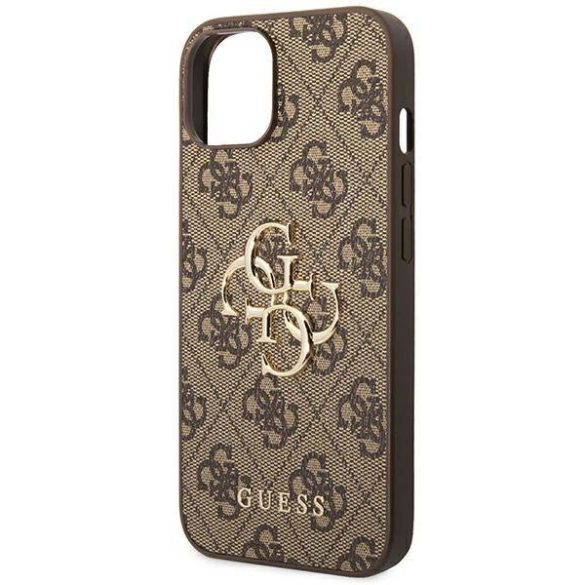 Guess GUHCP14M4GMGBR iPhone 14 Plus / 15 Plus 6.7" barna keménytok 4G nagy fém logóval